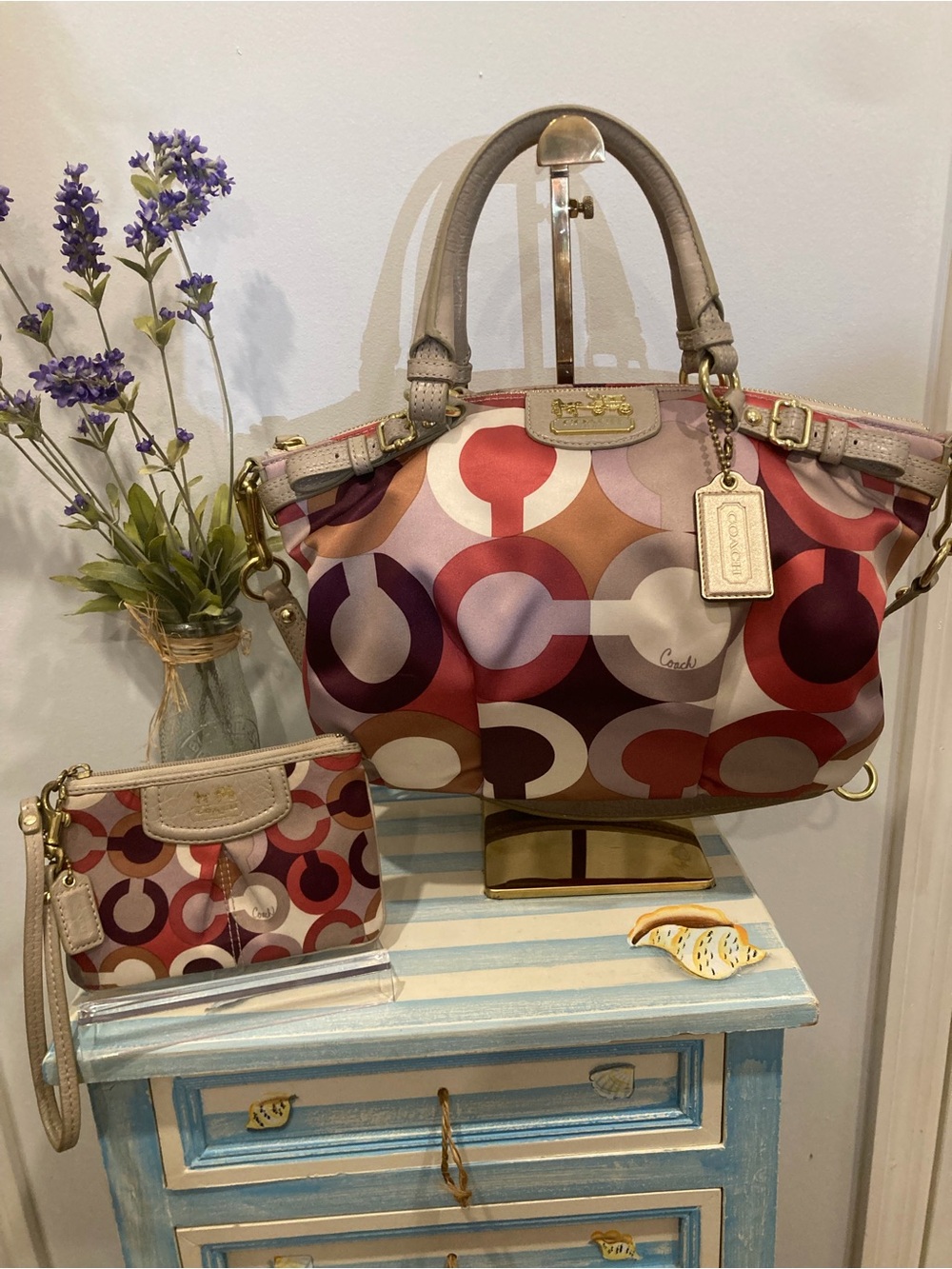 Coach Madison Op Art Sophia Satchel K1120-18636 Multicolor 2-Way Shoulder Bag - Picture 7 of 12